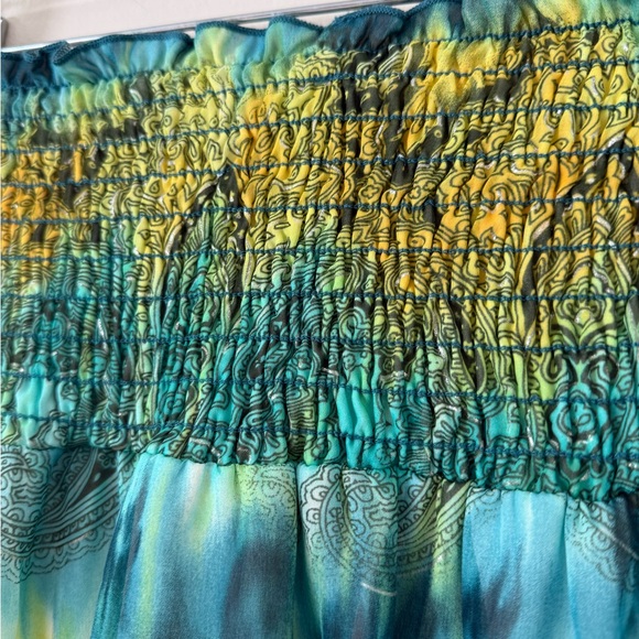 Vintage Y2K Size L Strapless Maxi Dress Rainbow Boho Tye-Dye Paisley Fairy - Picture 5 of 11